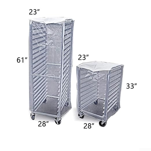 Heavy-Duty Transparent Foodservice Sheet Rack Cover Bakery - 28 x 23 x 61 - Easy Fold &amp Store(28 * 23 * 61in)