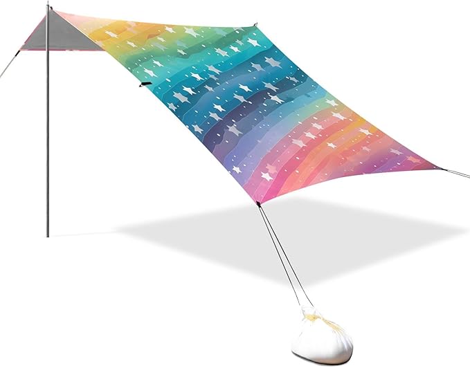 Rainbow PentagramCamping Sun Shelters 9.2 x 10.5 FT Beach Canopy Tent Sun Shade with Carrying Bag for Camping Trips Fishing Backyard Fun or Picnics 21340332