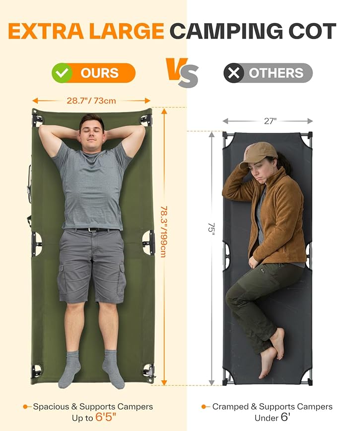 Sportneer Camping Cot 78.3x28.7x14.6 Portable Folding Bed for Adults with Storage Bag Support 330 LBS Compact for Outdoor Camping Travel Home Guest Room