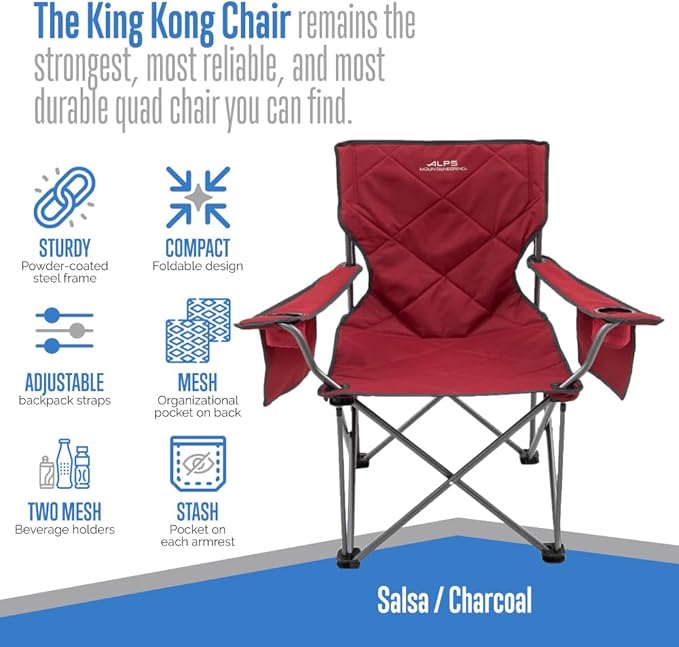 ALPS Mountaineering King Kong Camping Chairs for Adults with Mesh Cup Holders and Pockets Built Durable and Reliable with Compact Foldable Steel Frame