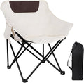 Outdoor Folding Moon Chair Portable Camping Chair Leisure Back Chair Picnic Fishing Chair Super Load-Bearing and Easy to Store (White)