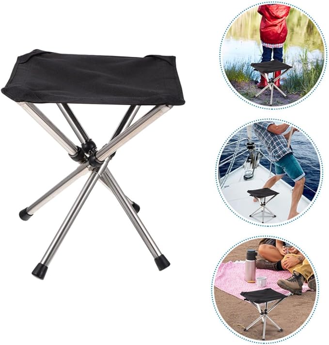 1set Ultralight Portable Folding Stool Camping Chair Outdoor Telescopic for Fishing Sports Gardens