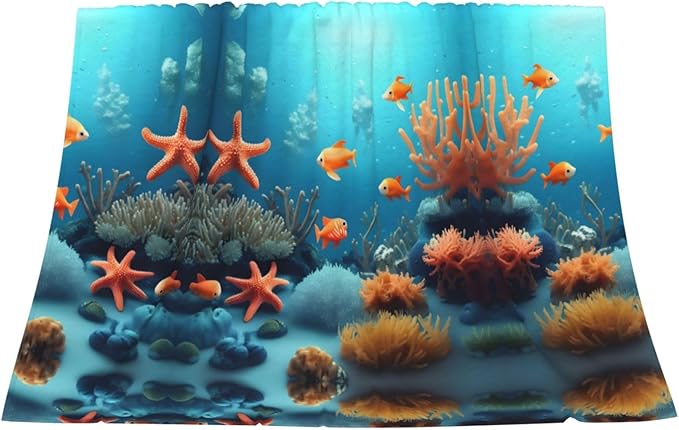 Coral Fish Underwater Blanket.Super Soft Flannel Blanket 80x60 inches 100% Polyester for Warmth Perfect for beds Sofas and Camping.