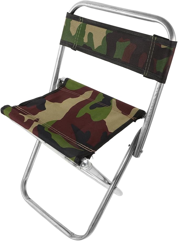 Folding Stool Large Portable Camping Chair Metal Backrest Easy to Carry for Outdoor Use