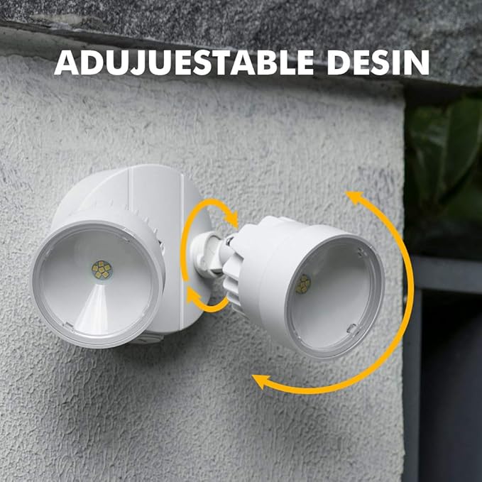 LUTEC P6221W-D2D 2000 Lumen 18 Watt 28 LED Dual-Head Flood Light Outdoor Dusk to Dawn Waterproof Exterior Security Wall Light for Patio GardenYard-White