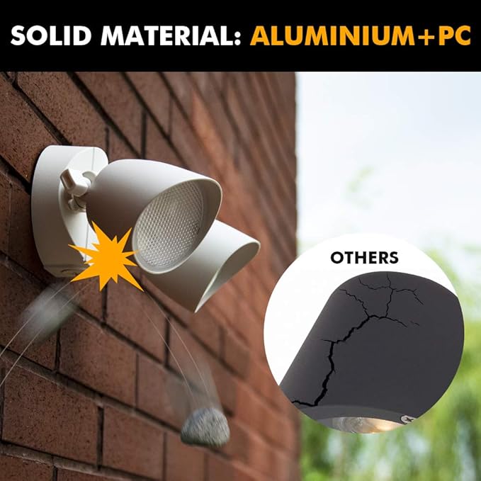 LUTEC 6222W-D2D 3500 Lumen 32 Watt Dusk to Dawn Dual-Head Flood Light Outdoor Waterproof Exterior Security Wall Light Full Metal Design Floodlight for Patio Garden Yard-White