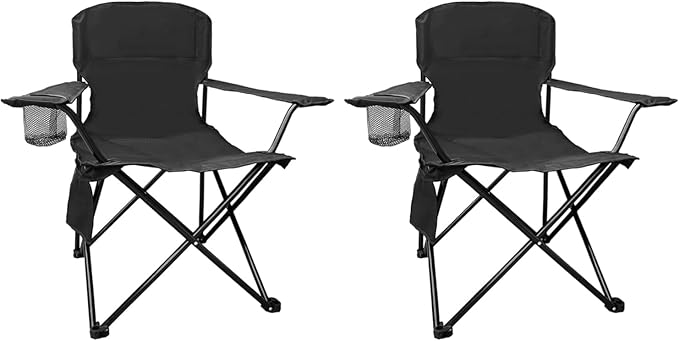 Camping Chair 2 Pack Portable Folding Chair with Cup Holder and Cooler Bag 285lbs Capacity Upgraded Foldable Chair for Outdoor Beach Fishing Backpacking Green