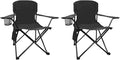 Camping Chair 2 Pack Portable Folding Chair with Cup Holder and Cooler Bag 285lbs Capacity Upgraded Foldable Chair for Outdoor Beach Fishing Backpacking Green