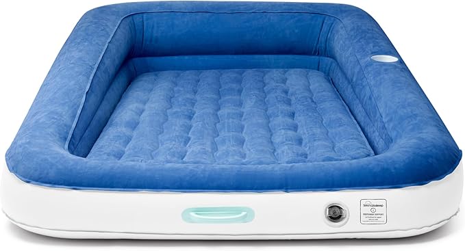 SoundAsleep Products Dream Series Kids Air Mattress Includes High Speed External Pump - Extra Tall Safety Bumpers - Portable Toddler Blow up Bed for Kids