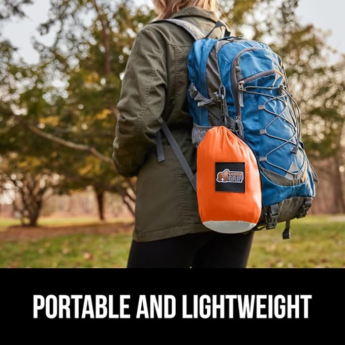GORILLA GRIP Durable Camping Hammock with Heavy Duty Tree Straps Portable Hammocks for Outside Easy to Use Travel Swing Chair Outdoor Camper Hiker Essentials Backpacking Gear Gifts Double Orange