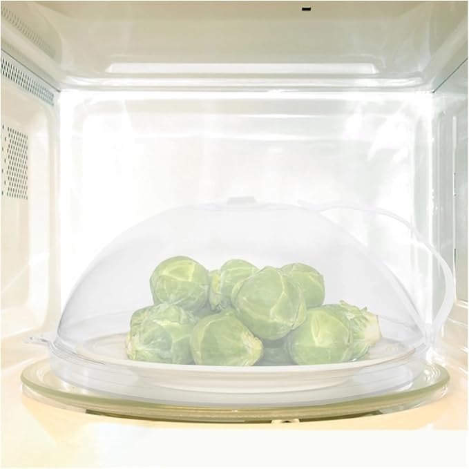1Pcs Transparent Food Cover Spray-Proof Microwave Heating Lid High Temperature Resistance Oven Dish With Tray
