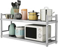 Stainless Steel 2 Tier Shelves with Guardrail for Kitchen Pantry Multi Purpose Organizer Shelf Wall Mounted Heavy Duty Storage Rack for Kitchen Appliances(60x30x75cm)