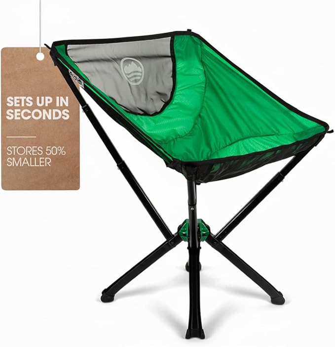 CLIQ Portable Camping Chair Version 1.0 - Lightweight Folding Chair for Camping - Supports 350 Lbs - Perfect for Outdoor Adventures - Moss