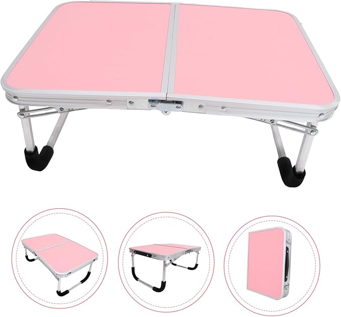 STOBAZA Aluminum Alloy Small Folding Table Portable Narrow Side Table for Dorm Reading Camping Desk Wide Surface for Laptop Books