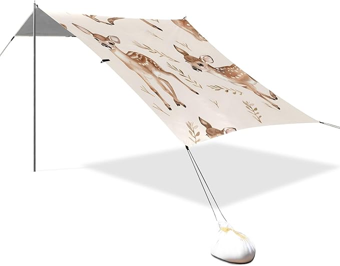 Deer Camping Sun Shelter Beach Tent Portable Beach Sun Shade Outdoor Canopy for Camping Trips Fishing Picnic