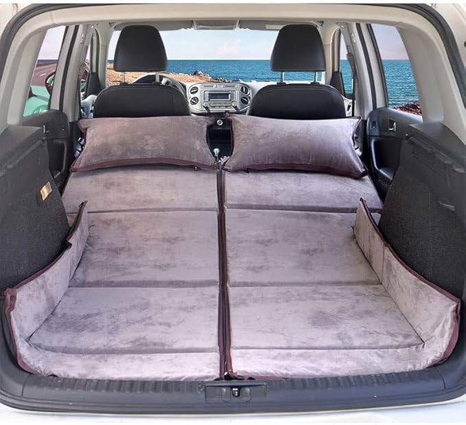 Car Camping Mattress Portable SUV Sleeping Pad for Travel Grey-Suede 260kg Capacity