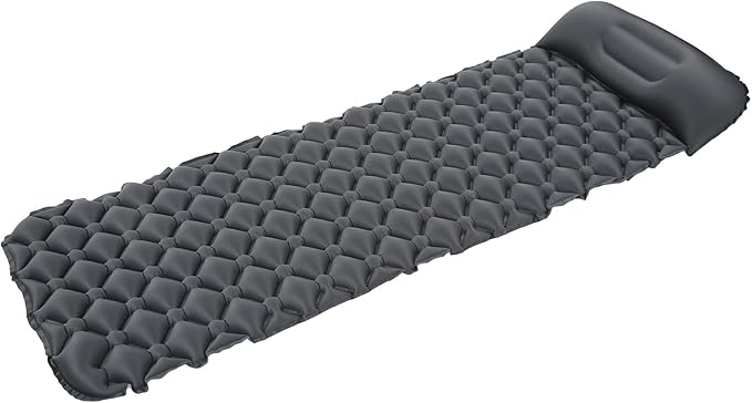 plplaaoo Outdoor Sleeping Mattress TPU Damp Proof Portable Inflatable Sleeping Pad with Pillow for Camping Backpacking Lightweight Compact Polyester 195x61x6cm