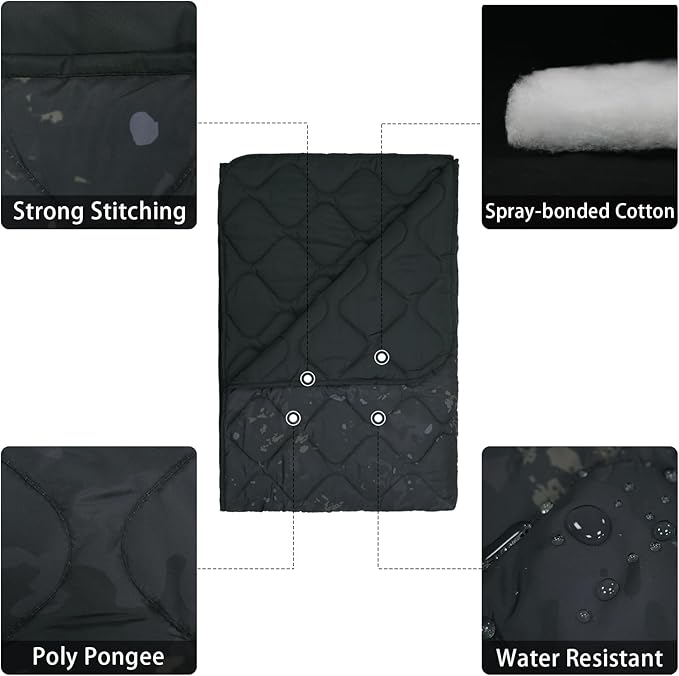 LOOGU Camo Blanket Waterproof Insulation Poncho Liner for Outdoor Camping Hiking Hunting Survival Backpacking Picnicking