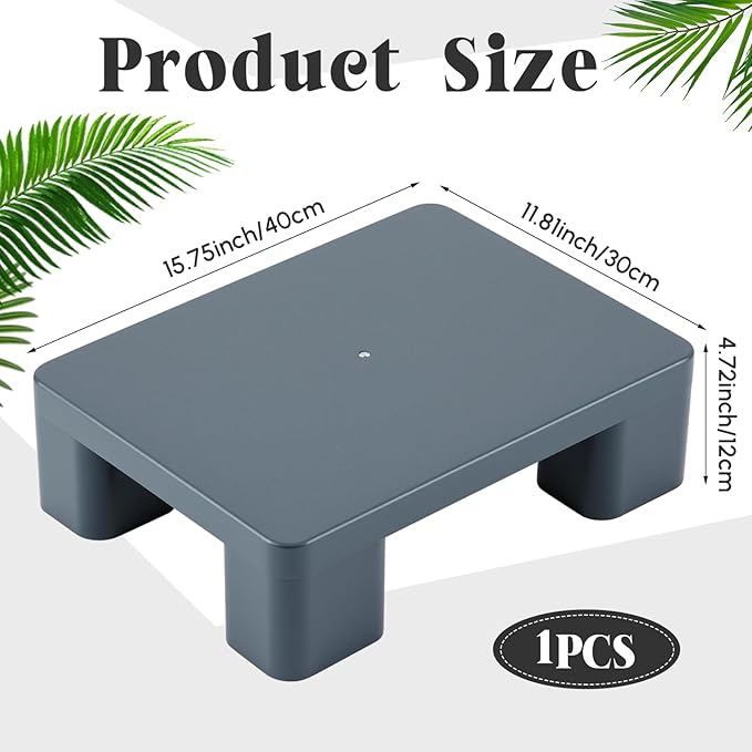 1 Pack Dunnage Rack 15.75 Long x 11.81 Wide 4.72 Height Plastic Dunnage Rack 600+ Pound Capacity Storage Commercial Food Service Storage in Restaurant Kitchens Shop Outdoor Use Gray