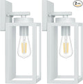 BesLowe 2-Pack Outdoor Wall Light Fixtures Exterior Waterproof Wall Lanterns Porch Sconces Wall Mounted Lighting with E26 Sockets &amp Glass Shades Modern Wall Lamps for Front Door Grey
