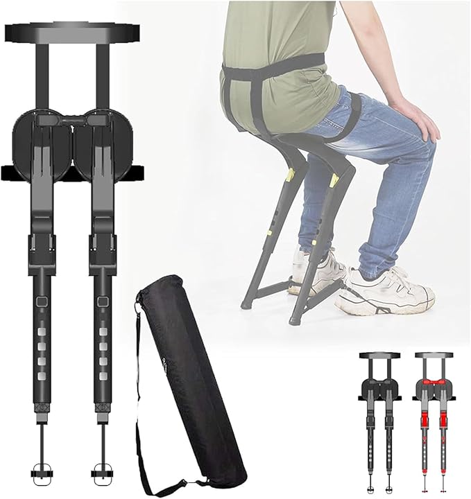 Upgraded chairless wearable invisible chair Height Adjustable Lightweight Leg Brace Seat 220bls Exoskeleton Human Retractable for Adults Outdoor Travel Barbecue FishingSecond Generation(BlackMedi