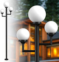 Lightdot 79 Modern Stable Post Lights Outdoor 3-Heads Street Pole Lights IP65 Waterproof Heavy-Duty Aluminum Lamp Posts Outdoor Lighting with 3Pcs 3000K LED Bulbs for Driveway/Garden/Yard