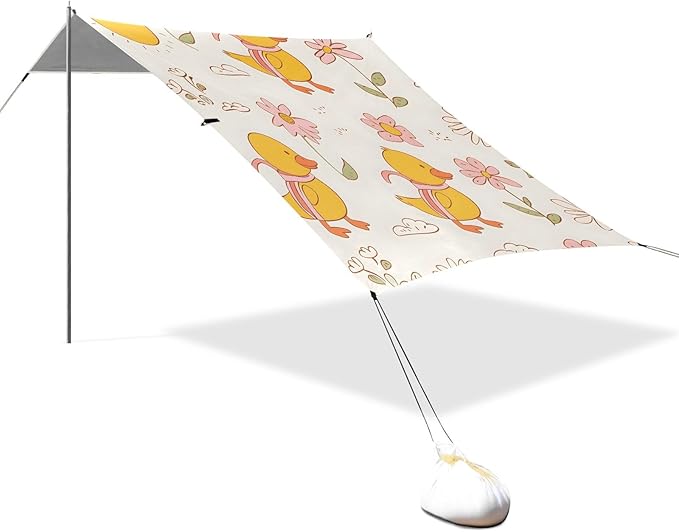 Little Yellow Duck Camping Sun Shelter Beach Tent Portable Beach Sun Shade Outdoor Canopy for Camping Trips Fishing Picnic