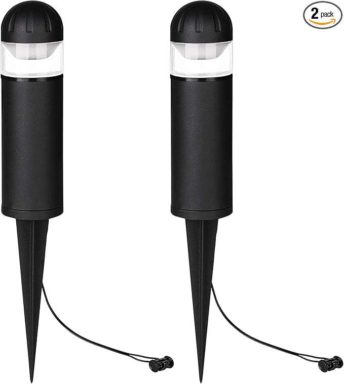 LED Landscape Bollard Pathway Light 2W DC 12V Low Voltage Path Lighting Outdoor Waterproof Die-Casted Aluminum Housing for Garden Light 3000K Warm White Pack of 2