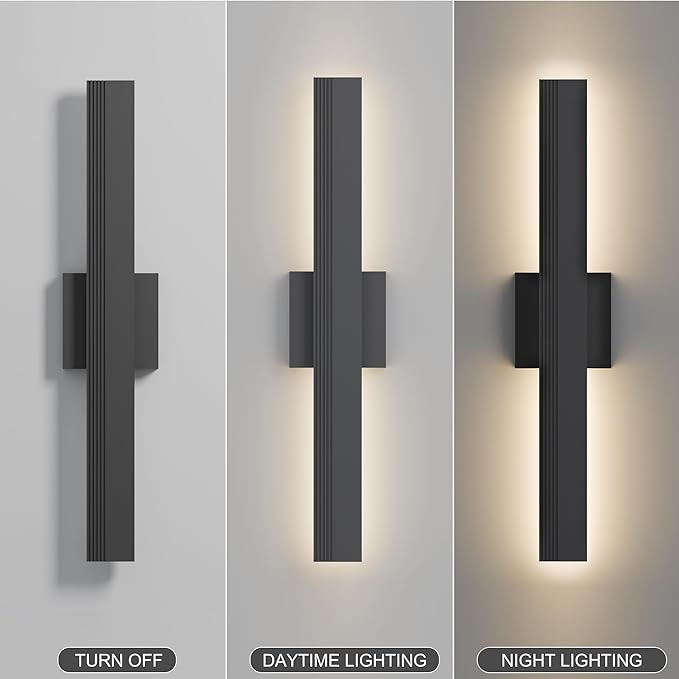LamQee 23.6 In Aluminum Long Outdoor Wall Light 3000K 1600LM Integrated LED Waterproof IP65 Linear Modern Exterior Lighting Fixtures Wall Mount Outside Sconce for House Porch Patio Garage Front Door