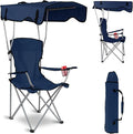 Camping Chair with CanopyOutdoor Folding Chair with Adjustable Shade &amp Cup Holder Heavy Duty Beach Chair for Adult Portable Camping Recliner Support 335 LBS