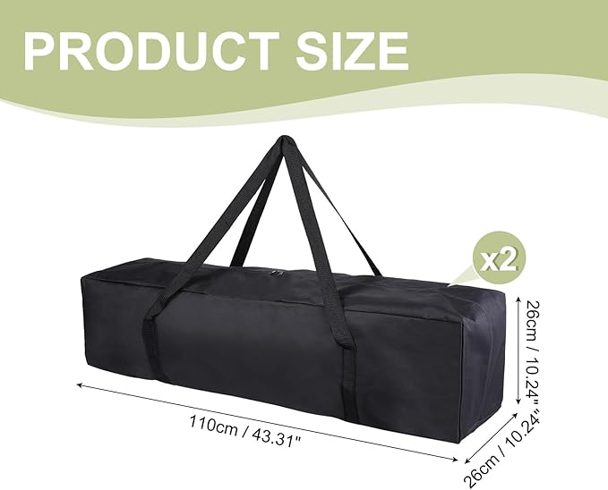 Camp Chair Replacement Bag Camping Folding Chair Storage Bag Large Zippered with Handle Strap 43 x 10 x 10 Inch Fit for Outdoor Travel Tent Storage (2 Pack Black)