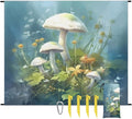 Waterproof Sandproof Beach Blanket 59''×68'' Mushrooms Polyester Outdoor Picnic Blanket with 4 Stakes &amp Storage Bag for BeachCampingVacation Sea Blue