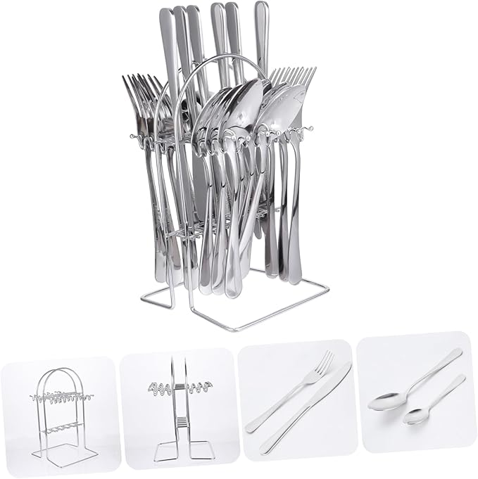 Cabilock Stainless Steel Utensil Set Spoons Forks Camping Cutlery Lightweight Reusable Dishwasher Safe for Daily Use