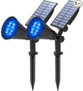 T-SUNUS Blue Solar Lights Outdoor Christmas 2 Modes Garden Spotlights Waterproof IP65 Auto On/Off Security Landscape Pond Spot Light for Tree Flag Patio Garage Yard Driveway Pool Halloween 2 Pack