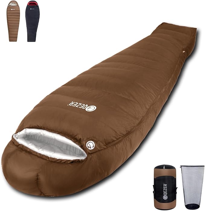 0 Degree Sleeping Bag for Adults 650 Fill Power Down Sleeping Bag for Cold Weather -20F / -8F / 0F / 10F Large Lightweight
