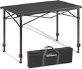 Portable Outdoor Adjustable Height Camping Table Large for 2-6 Person Foldable Roll-up Aluminum Camp Table with Carry Bag for Picnic Camp Sturdy Stable Loads 220 Lbs (Black)