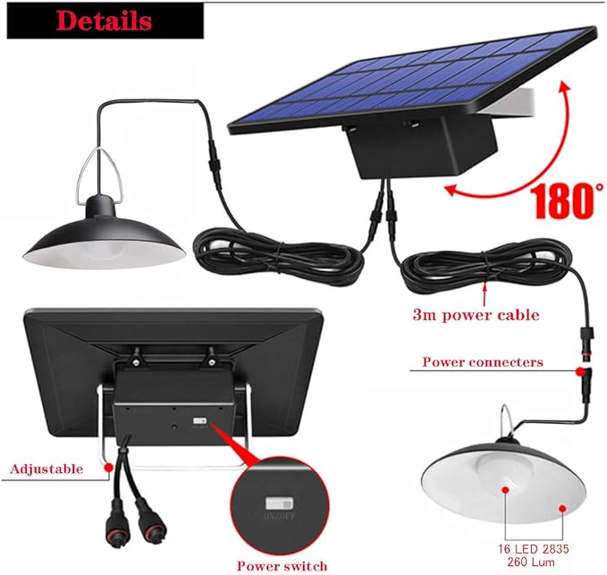 Solar Pendant Lights Upgraded Double Bulb Lights IP65 Waterproof Dusk to Dawn Auto Lamp with Remote Controller for Outdoor Shed Barn Chicken Coop Bullpen Pig Pen Stables Tents etc(Dual Lamp)