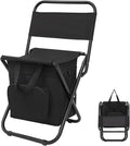 FUNDANGO Portable Fishing Chair Lightweight Backrest Stool Compact Folding Chair with Cooler Bag for Outdoors Hiking Hunting Travel Supports 265 Lbs (Black)