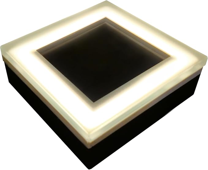 LUMENGY Solar Paver Light 4x4 Inch (3.93x3.93) Stainless Steel with Tempered Glass 2700K Warm White Glare-Free Lighting for Driveways Walkways and Patios IP67 Waterproof Drive-Over Rated V2