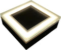 LUMENGY Solar Paver Light 4x4 Inch (3.93x3.93) Stainless Steel with Tempered Glass 2700K Warm White Glare-Free Lighting for Driveways Walkways and Patios IP67 Waterproof Drive-Over Rated V2