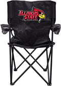 VictoryStore Outdoor Camping Chair - Illinois State University with Red Bird Head Black Folding Camping Chair with Carry B