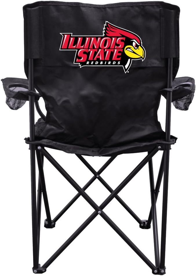 VictoryStore Outdoor Camping Chair - Illinois State University with Red Bird Head Black Folding Camping Chair with Carry B
