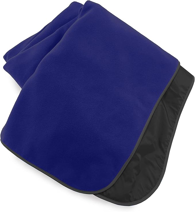 Mambe Extreme Weather Outdoor Blanket - FrenchNavy Large - 100% Waterproof and Windproof Soft Warm Polarfleece with Durable Nylon Shell Use at Sporting Events Camping Picnics Emergency Blanket