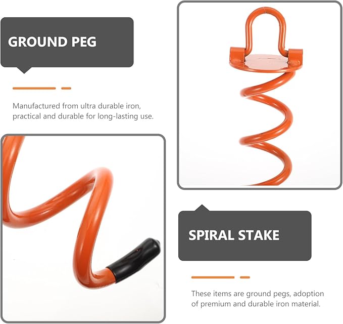 GANAZONO Heavy Duty Spiral Ground Stake Peg Large Orange Iron Ground Nail Fixator for Outdoor Lawn Camping Tent and Pet Tie