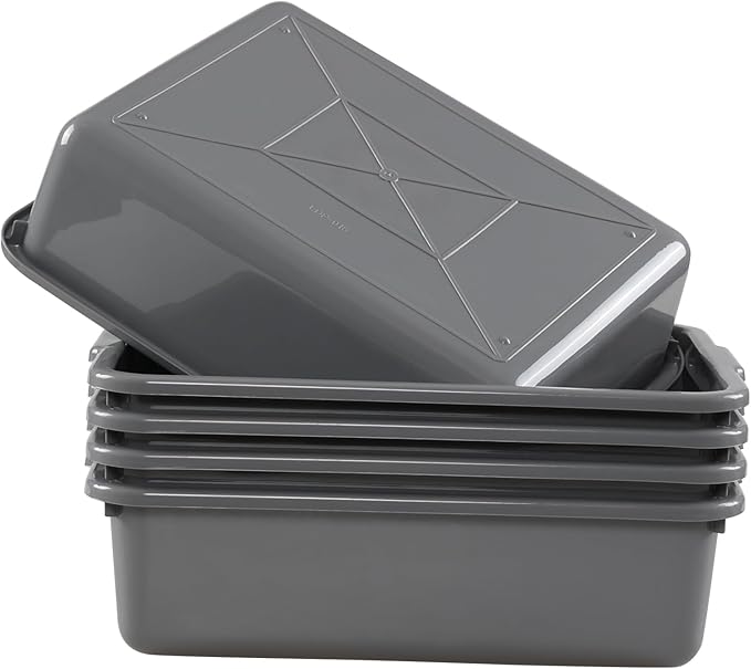Farmoon 5 Pack Food Service Bus Tub 8 L Small commercial wash tote Grey restaurant dish pan