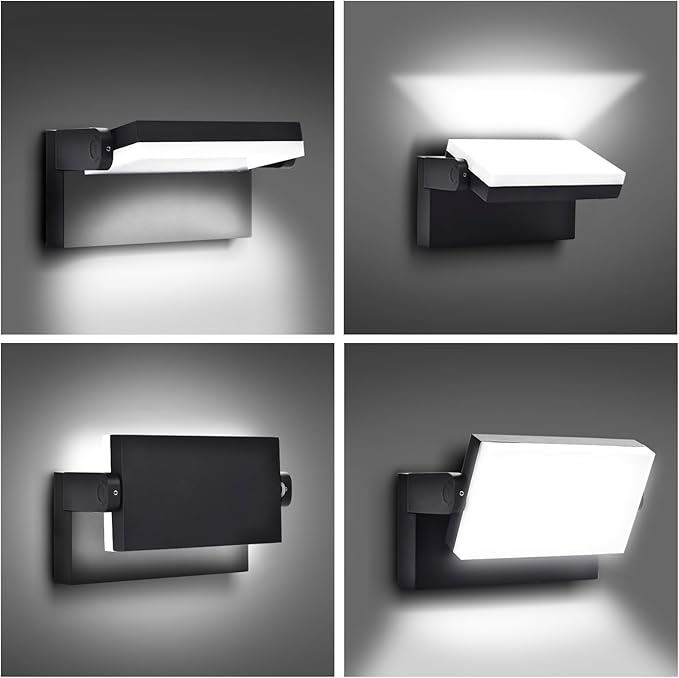 3CCT LED Outdoor Wall Lights 4800LM 360° Adjustable 3 Color Modes IP66 Waterproof Security Wall Pack Flood Lights for Garage Porch Patio Black