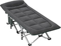 Folding Camping Cot with Mattress and Pillow Portable No Installation Lightweight Adult Sleeping Bed for HomeOfficeCamping and Travelling (Grey) (Black)