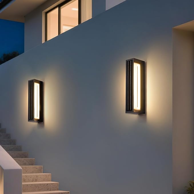 Solar Exterior Lighting Fixtures 20.5 Waterproof Front Porch Light 3000K LED Outdoor Sconce Lights Modern Outdoor Wall Sconces Extra Large Wall Lantern for House Garage Doorway Patio