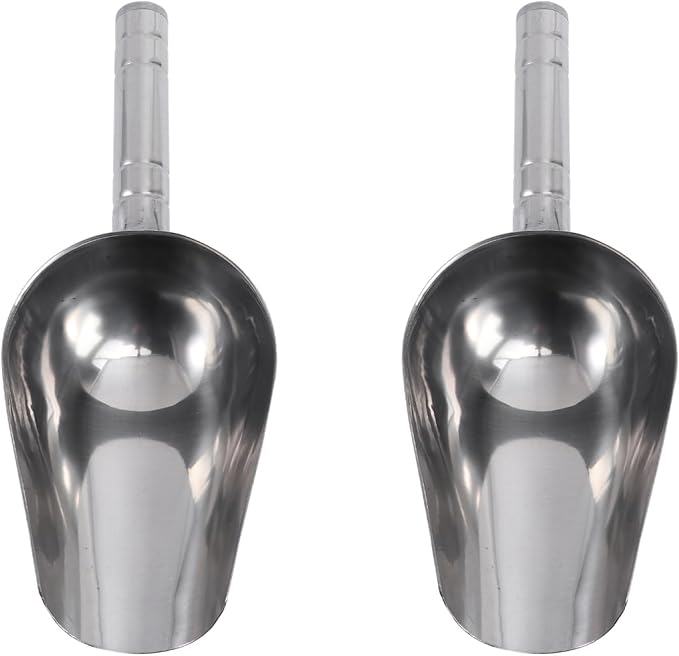 POPETPOP Multifunctional Pet Food Scoop 2 Cup Stainless Steel Shovel for Dry Food Measuring and Serving 9.05X3.34X3.54In Easy to Clean Durable Metal Scoop for Dog Cat Bird Supplies