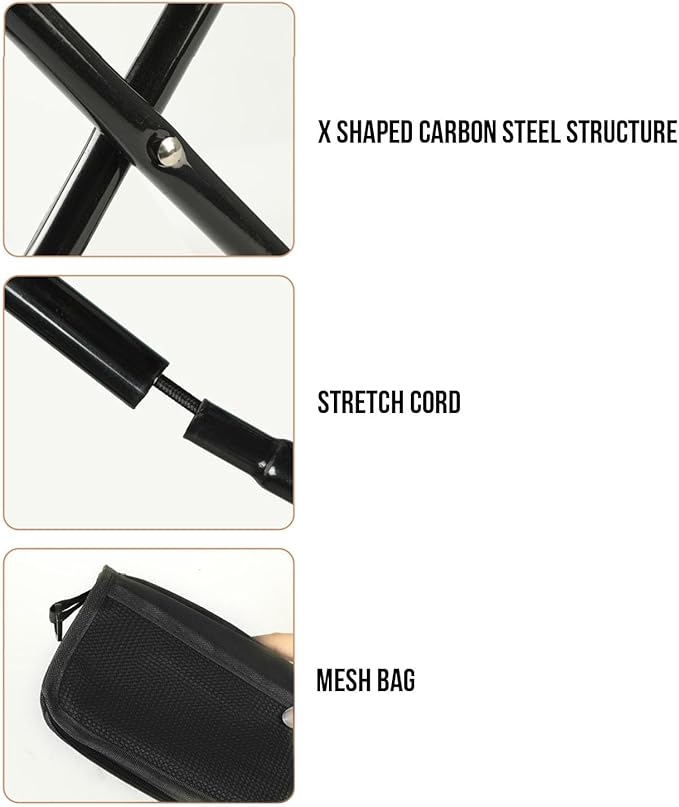 Brrnoo Portable Folding Stool Bag Stool with Shoulder Strap with Shoulder Strap Compact Lightweight Travel Camping Stool for Outdoor Enthusiasts Hiking Fishing Picnics Black Small Size